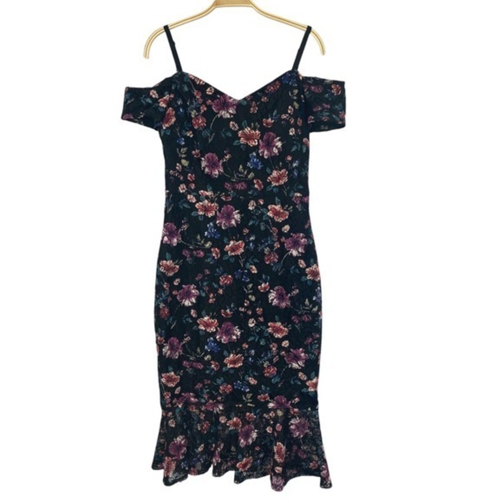 Siena‎ Whimsigoth Floral Lace Mermaid Midi Dress Women Size 8  Off The Shoulder